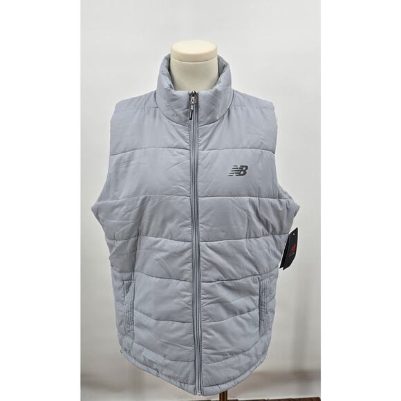 New Balance Blue Grey Puffer Vest Nwt - Picture 1 of 8